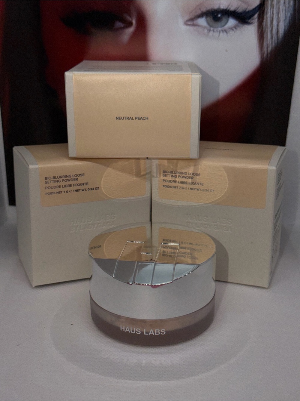 Haus Labs By Lady Gaga Neutral Peach Setting Powder - Peach & Silver Packaging